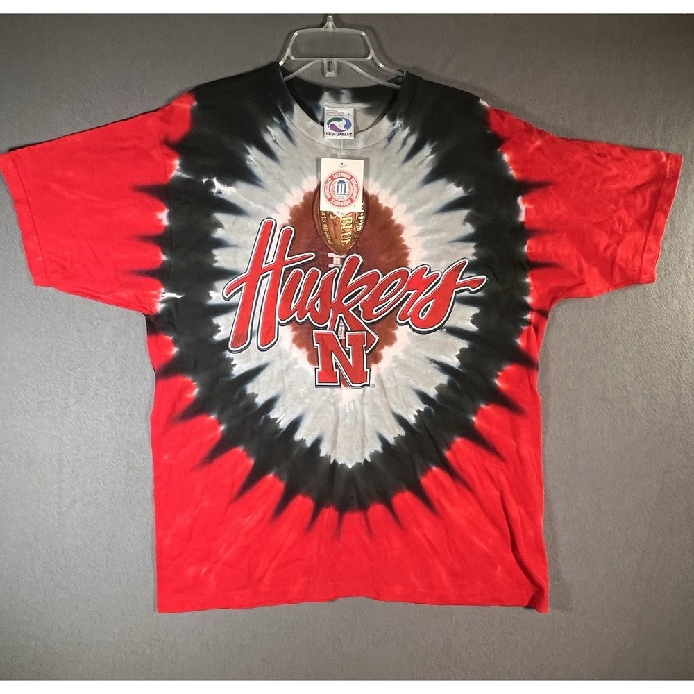 Liquid Blue Vintage Nebraska Huskers Tie Dye T Shirt L 90s NWT RARE Deadstock